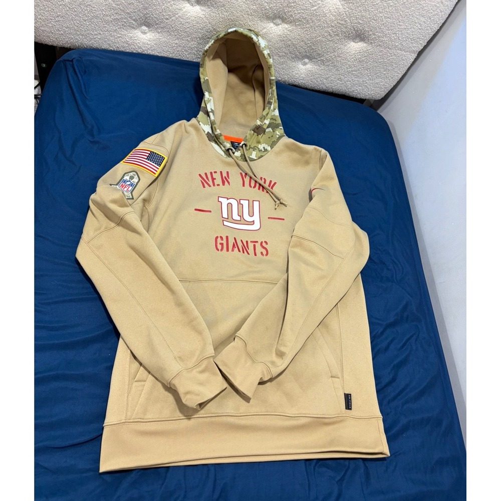 Nike NFL New York Giants On Field Dri-FIT Beige Camo Hoodie Size M